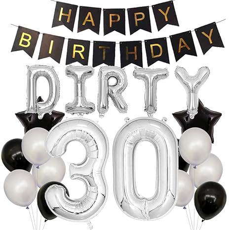 Pink Dirty 30 Foil Balloons Birthday Party 30th Decorations Gold