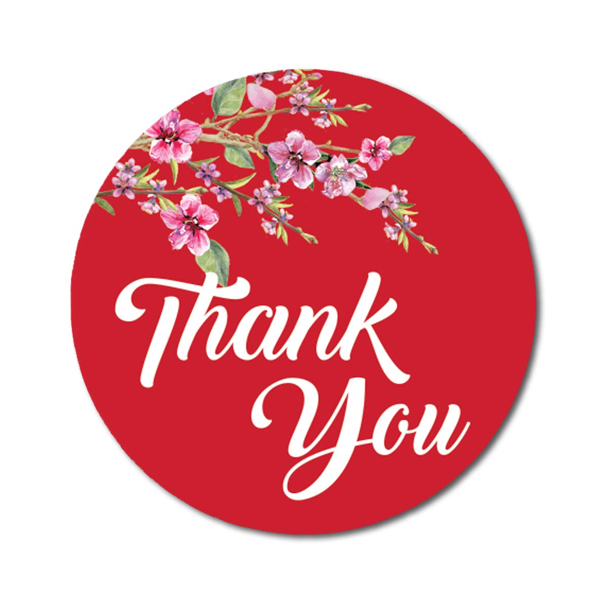 Darling Souvenir Round Blossom Thank You Red Stickers 1.6 inches Envelope Seals-45 Pcs