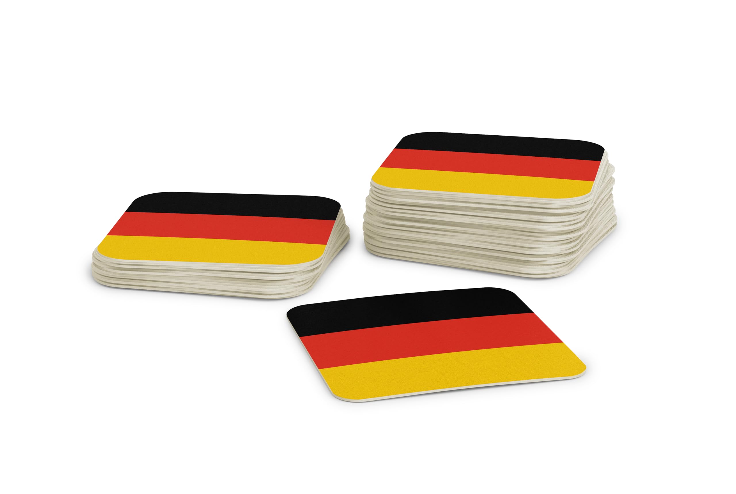Untersetzer für Gläser I Deutschland Bierdeckel (50 Stück) aus Pappe eckig (9,3cm x 9,3cm) I WM 2026 Tischdeko mit Deutscher Flagge