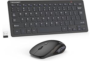 TECKNET Keyboard and Mouse Wireless - Compact 2.4GHz Wireless Keyboard and Mouse Combo with Adjustable DPI, Ultra-Quiet Click