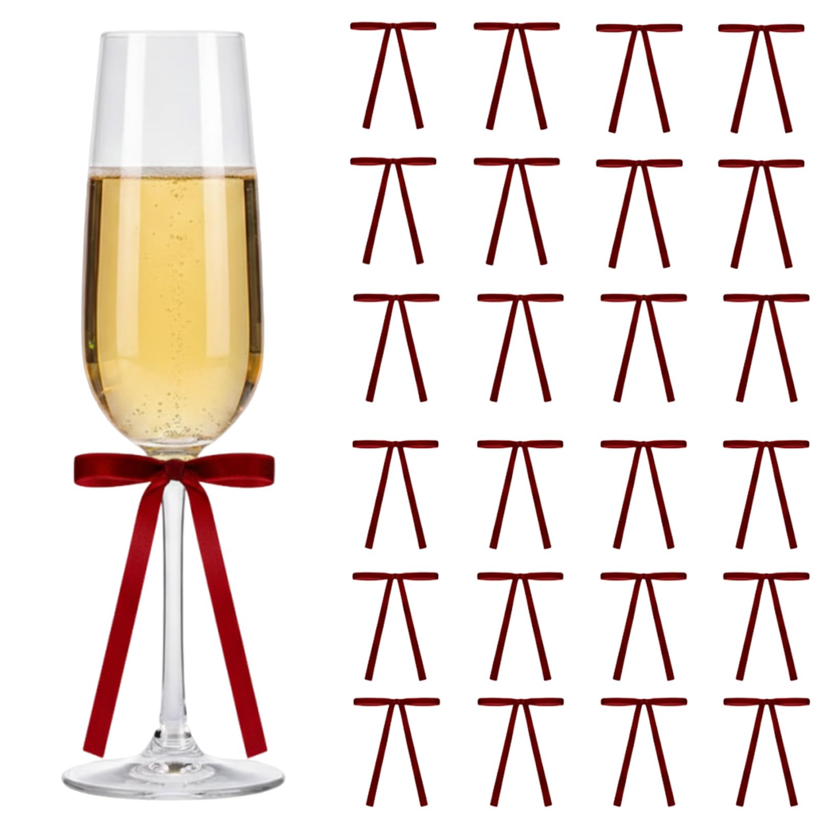 Photo 1 of 24 Pcs Valentine's Day Bows Decorations, Bows for Wine Glass Candle Holder, Red Velvet Valentines Day Ornaments for Valentine's Day Wedding Holiday Mother's Day