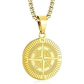 Yaumatea Viking Rune, Celtic Cross, Thor’s Hammer & Compass Necklace – Norse & Celtic Stainless Steel Pendants on 24″ Chains – Gift Jewelry for Men & Women