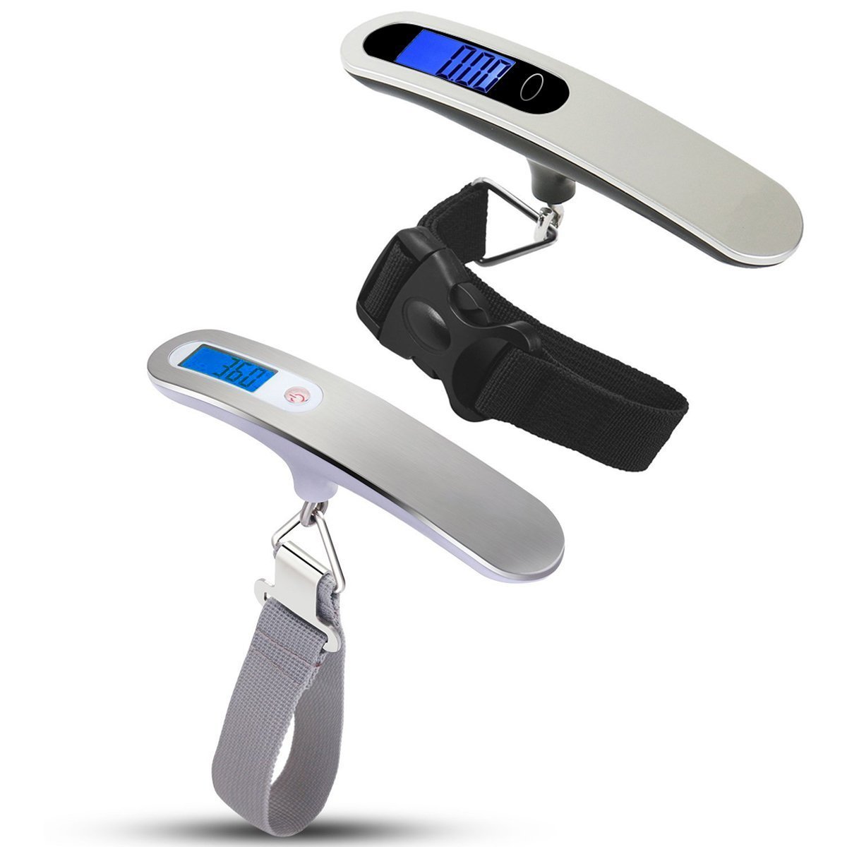 Rocita 2PCS Luggage Scales Digital Suitcase Scale Portable Hanging Scales with LCD Backlight, Tare and Data Lock Function - 110 lb/50KG Capacity