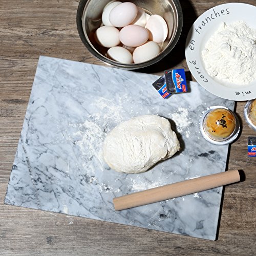 Kota Japan Premium Non-Stick Natural Marble Pastry Board Slab 12" X 16” with No-Slip Rubber Feet for Stability and to Protect your Countertop | Easy to Clean | Stays Cool