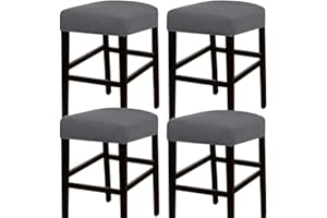DEBRUYNE ANWUCHEN Stool Covers Rectangle,4 Pack Elastic Rectangle Bar Stool Covers Elastic Vanity Stool Cover Jacquard Chair Seat Cover Counter Stool Cover Saddle Seat Cover for Wooden Metal Bench (Dark Gray)