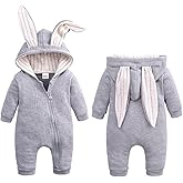 QIAONIUNIU My First Easter Outfit, Baby Girl or Boy Bunny Costume, Infants Rabbit Cosplay Romper