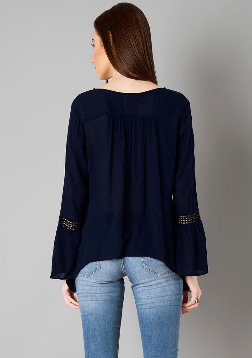 poison ivy women's casual bell sleeve full sleeve solid, lace women's mustard top