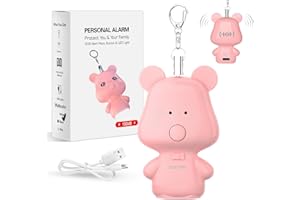 SETFLAGS Personal Safety Alarm for Women,Self Defense Keychain for Women,Safety Alarm Keychain Siren with LED Strobe Light,Personal Safety Alarm Elderly/Kids,Cute Bear 130 dB Safe Sound Personal Alarm