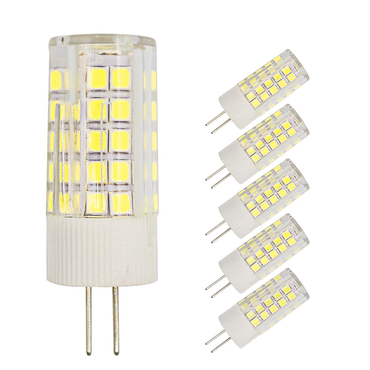 G4 LED Light Bulbs, G4 Bi-Pin Base Lamps AC/DC 12V, 3.5W(30W Equivalent),320 Lumen, Non-dimmable, Daylight White 6000K, for Home Lighting,Landscape Light,Ceiling Lights, Chandelier,5-Pack