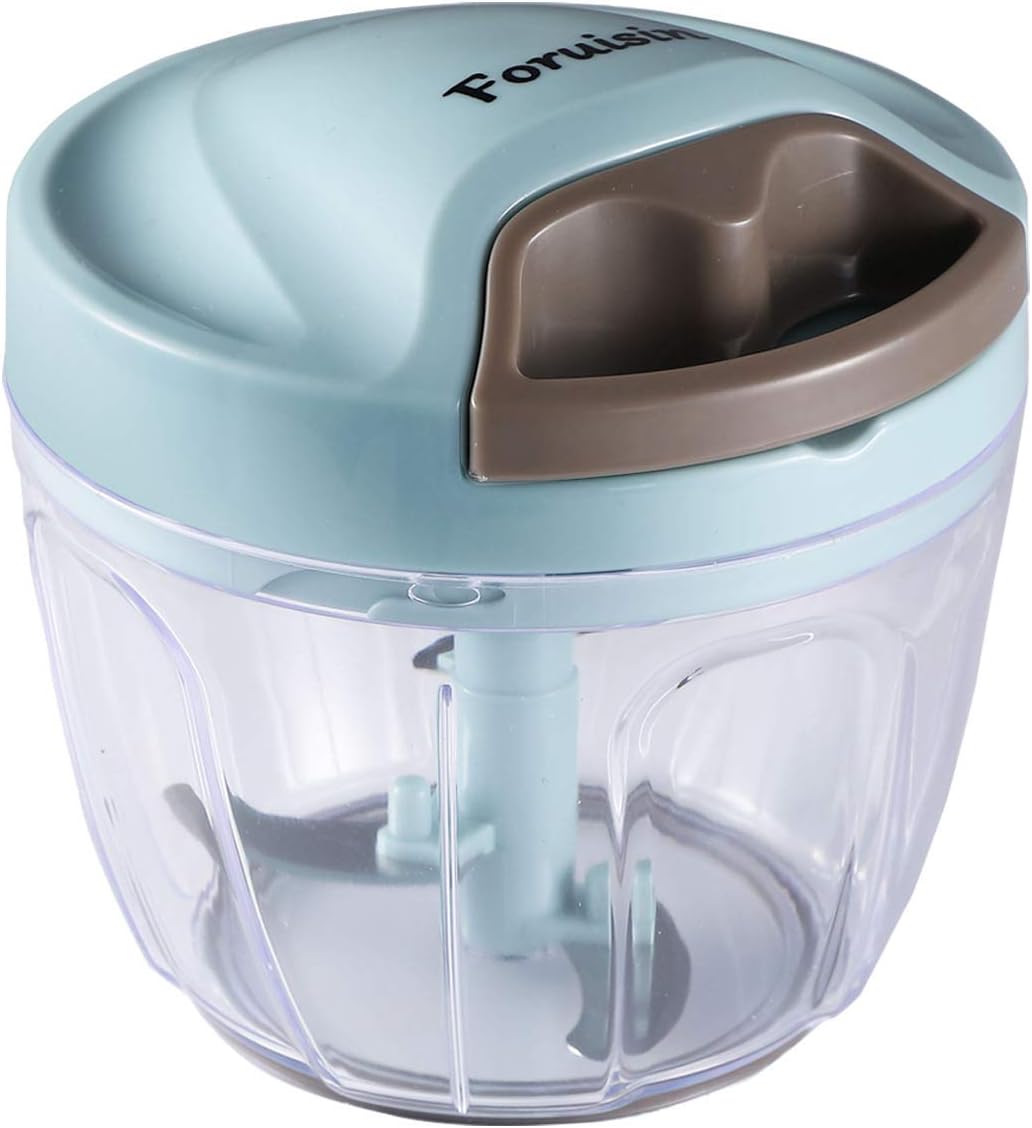 Foruisin Manual Food Chopper, Easy & Powerful Hand Held Vegetable Chopper/Blender to Chop Fruits/Nuts/Herbs/Onions/Garlics for Salsa/Pesto/Coleslaw/Puree (30OZ)