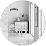 Warmiehomy Round Bathroom Mirror 50cm White Aluminium Frame Wall Mounted