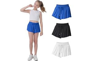 NEXSONIC Flowy Shorts for Girls Butterfly Shorts for Kids Teens Preppy Tennis Running Athletic Shorts with Liner