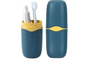CMREAEC Detachable Travel Toothbrush Holder, Portable Toothbrush Case 3 in 1 Toothpaste Travel Case Holder Plastic Toothbrush Container Toothbrush Storage Box for Travel,Business,Camping, Daily Uses (Blue)
