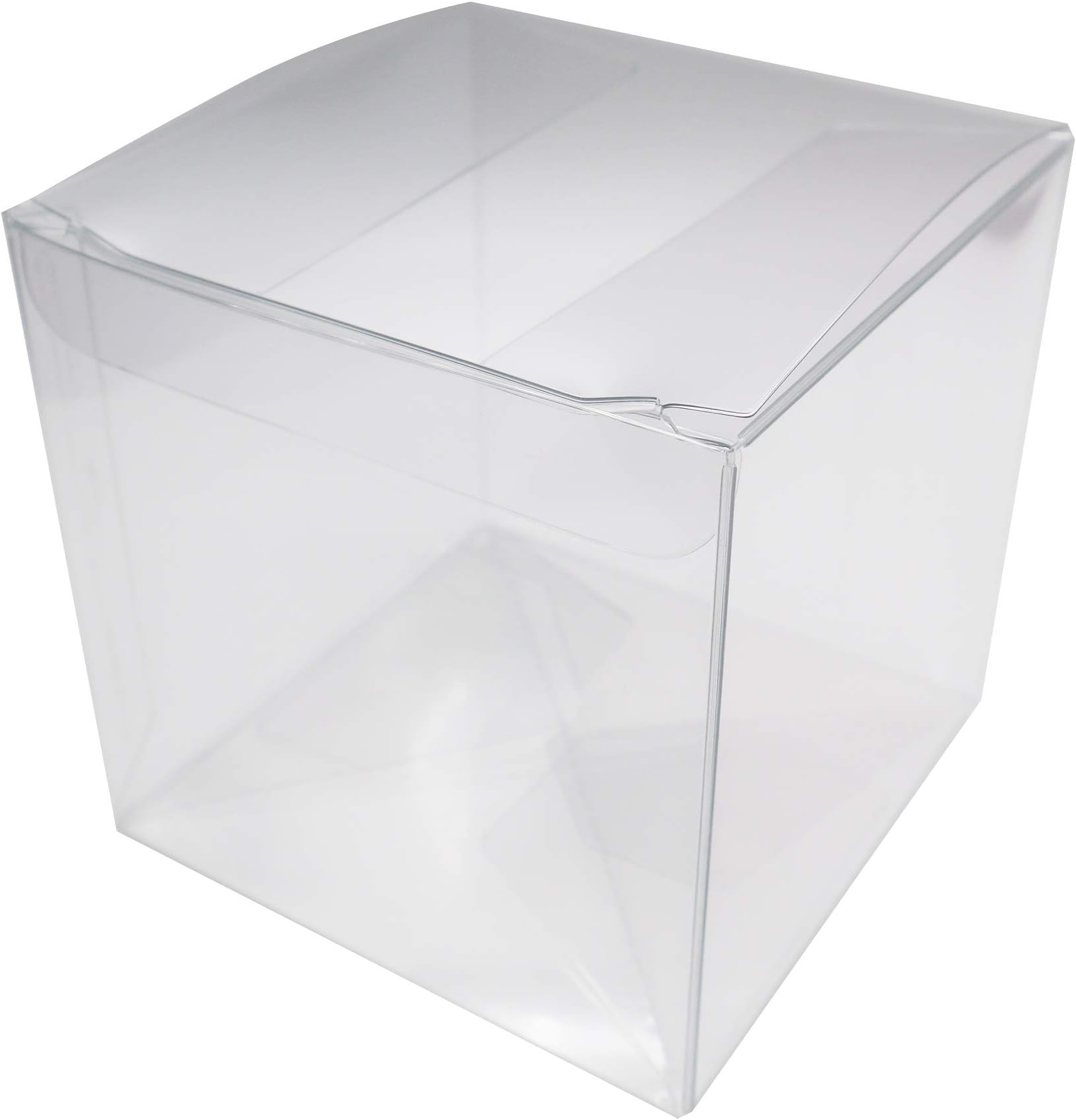 Gechtas 20Pcs PET Clear Cube Gift Boxes, 10x10x10cm, Food Safe, 0.3mm Thick, Auto-Locking Bottom, Easy to Assamble, Recyclable, for Wedding, Shower, Party Favors (#A)