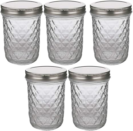 Amazon Co Jp Bestomz 5ピースガラス瓶蓋付きガラス蜂蜜瓶空シール収納瓶ホームキッチン透明250ミリリットル ホーム キッチン