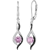JO WISDOM Women Infinity Two Tone Earrings,925 Sterling Silver Dangle Birthstone Gemstone Earrings,Leverback Jewelry for Women
