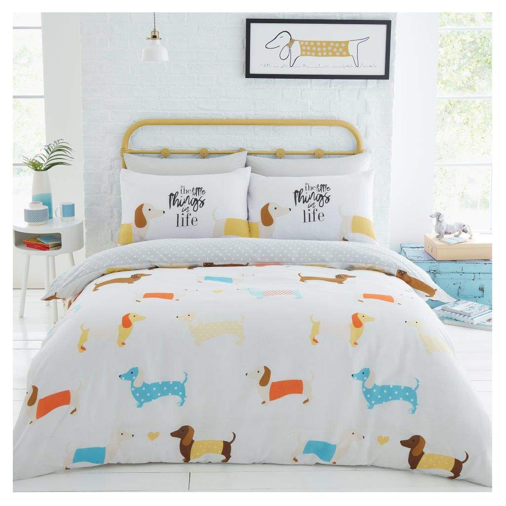 GC GAVENO CAVAILIA Easy Care Animal Duvet Cover Double, 3Pcs Reversible Bedding & Linen, Breathable Printed Bed Covers, Mustard