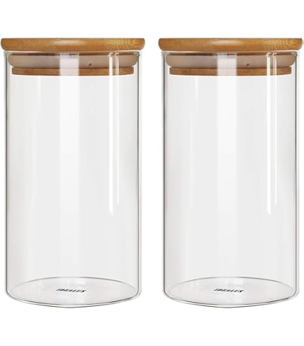 Glass Storage Jar With Pop-Up Lid - 0.78qt (25oz) Airtight Container | Includes Spoon, Wide Mouth - View #9