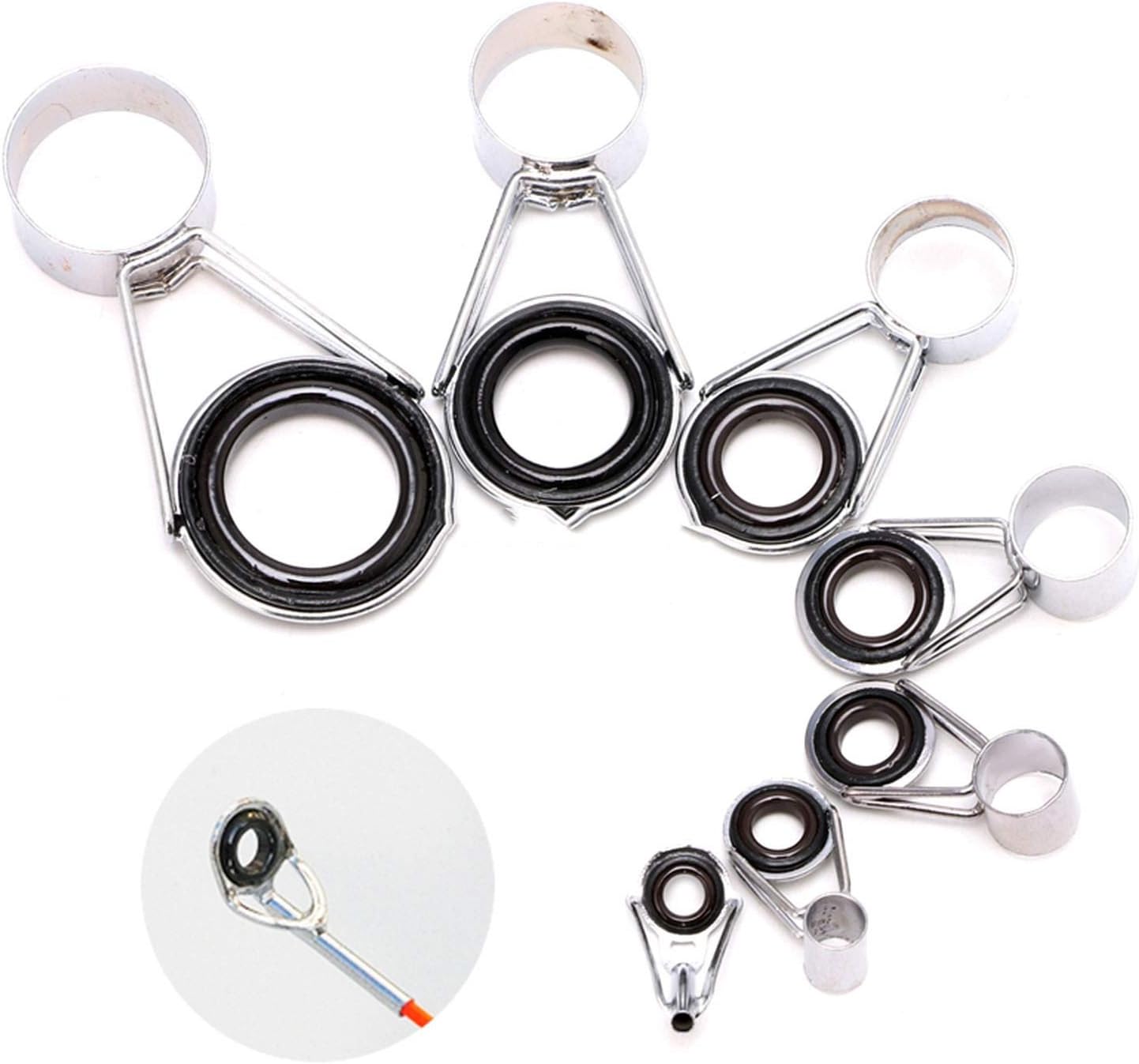 Old street 7Pcs Telescopic Fishing Rod Guides Top Ring Set Raft Fishing Repair Accessories Drop Ship