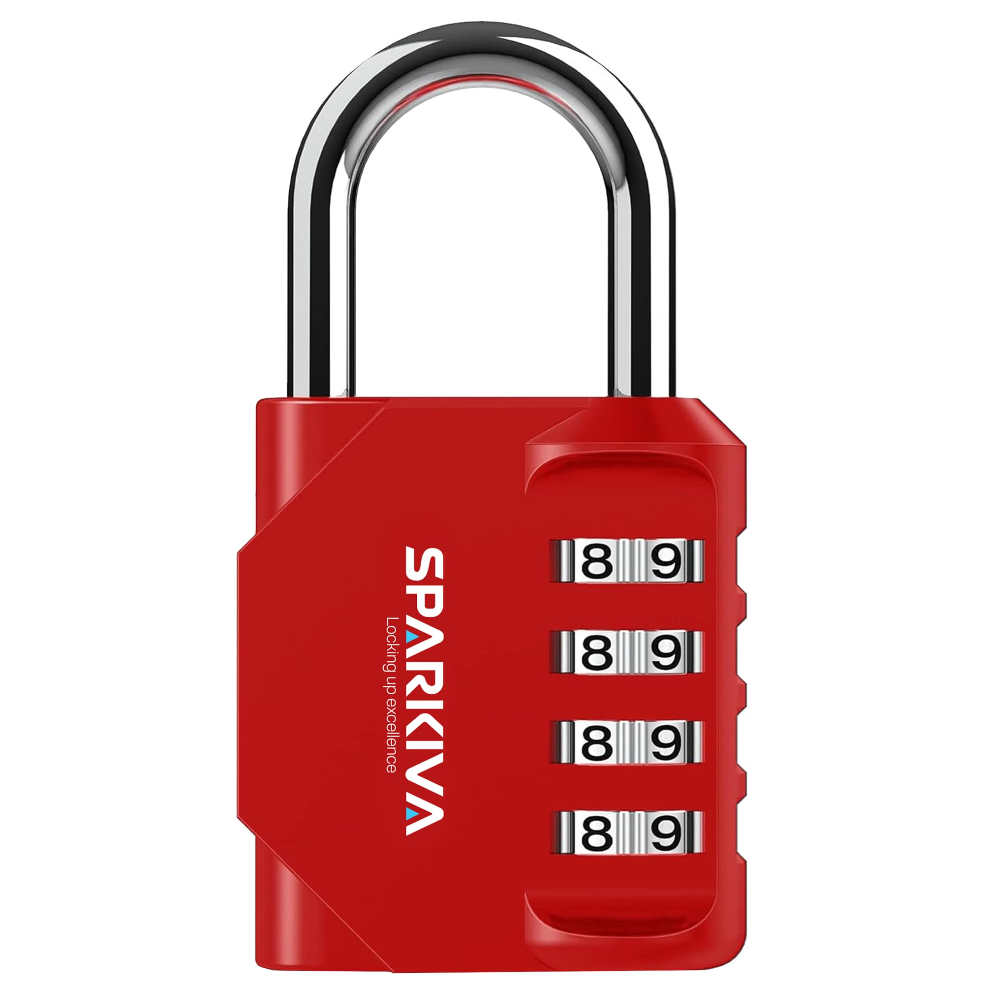 Sparkiva Combination Padlock with Code, 4 Digit Heavy Duty Padlock Weatherproof & Rust-Resistant Gym Locker Padlocks for School & Garage – Secure & Durable Code Padlock,Red