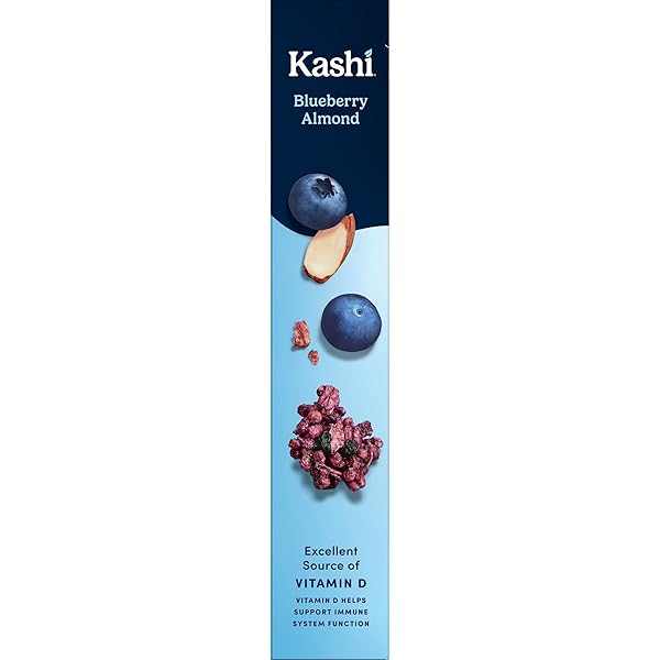 KASHI COLD BREAKFAST CEREAL, EXCELLENT SOURCE OF VITAMIN D, FIBER CEREAL, BLUEBERRY ALMOND, 14.5OZ BOX (1 BOX)