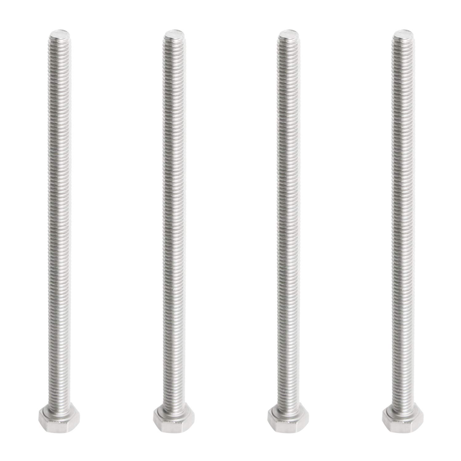 Aopin M6 x 140mm Hex Head Bolts Screws Grade 5.8 Stainless Steel, Fasteners Fully Machine Threaded SUS304 4 Pcs