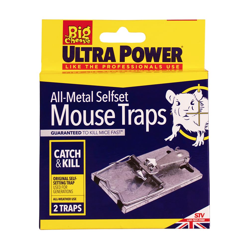 The Big Cheese Ultra Power All-Metal Selfset Mouse Trap – Twinpack, Weatherproof, Galvanised Steel, Powerful Mechanism, Reusable, Self-Setting