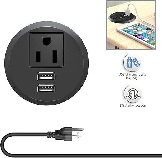Amazon Com Desk Power Grommet Outlet With Usb Power Strip Socket