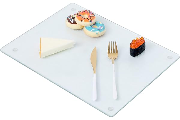 Murrey Home Glass Cutting Board for Kitchen Counter Protector, Tempered Glass Chopping Boards Dishwasher Safe, Small Clear Co