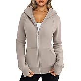 Trendy Queen Women's Full Zip Up Hoodie - Fitted Long Sleeve Sweatshirts for Fall and Winter