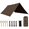 FREE SOLDIER Camping Tarp Waterproof Portable Multifunctional Outdoor Traveling Awning Backpacking Shelter Rain Tarp (Taupe 10×10.5ft)