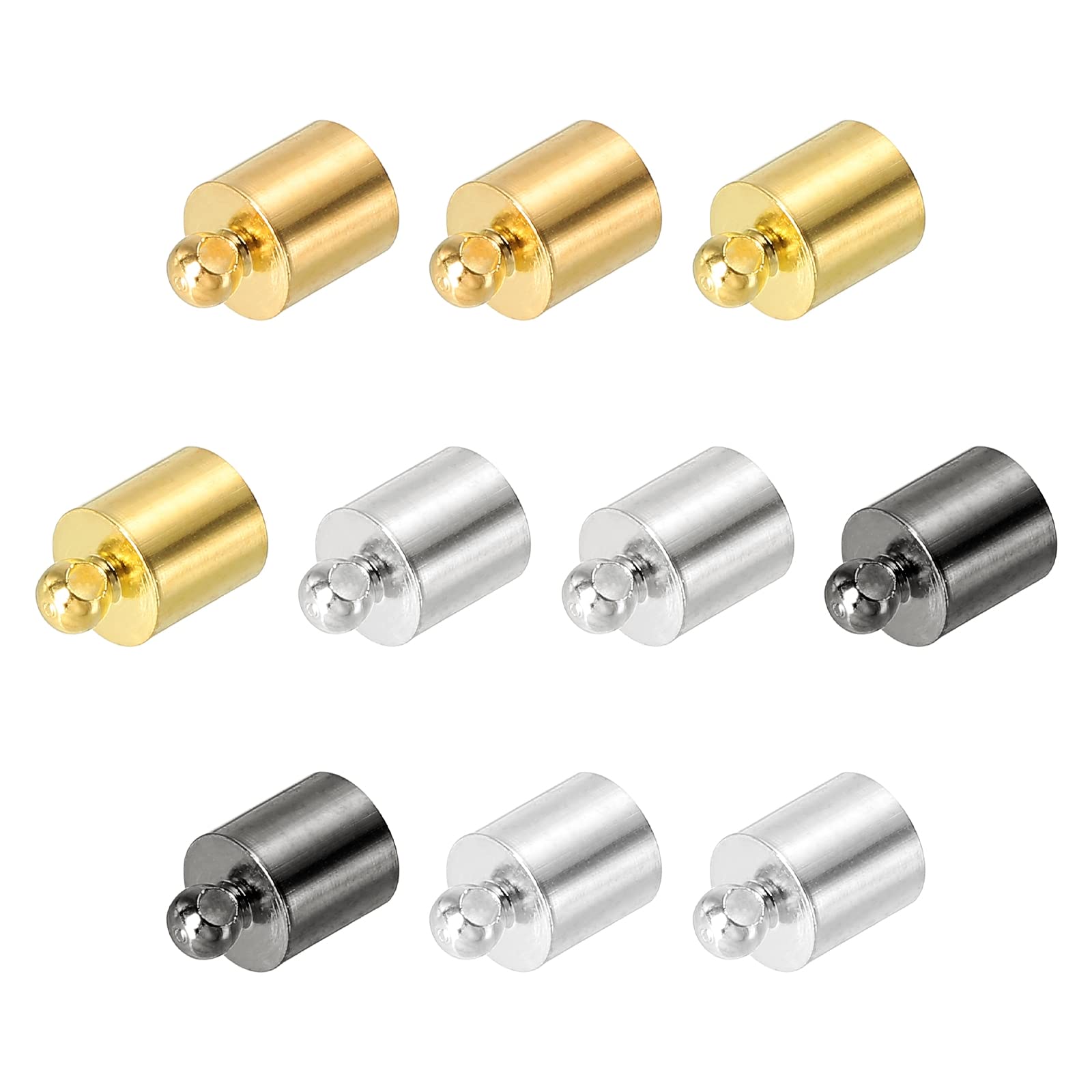 PATIKIL 50Pcs Multicolored Brass Cord End Caps, Barrel Beads for Jewelry Making, 6.6mm ID, 7mm OD, 11mm Length