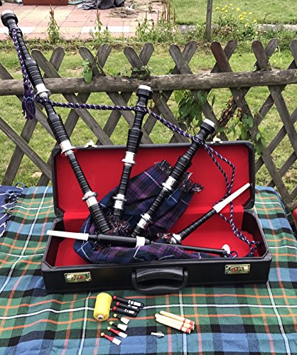 Great Highland Bagpipes Silver Amounts/Scottish Bagpipe with Hard Case/chanter