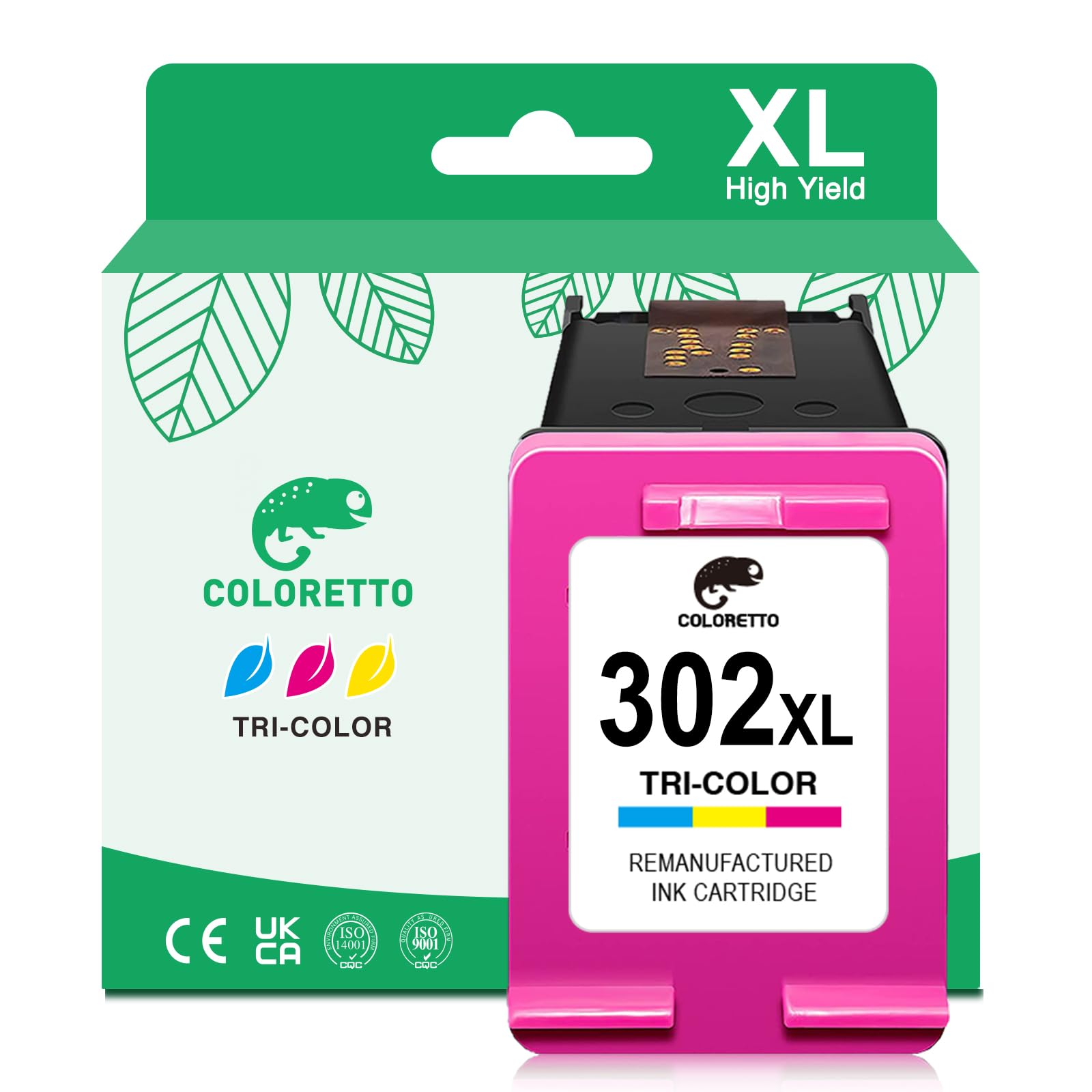 COLORETTO 302 XL Ink Cartridge Colour for HP Deskjet 3637 3630 3636 2130 Envy 4527 4524 4523 4520 Officejet 3830 3831 4658 Printer Ink for 302 color Replacement