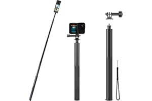 BRDRC 53" Invisible Selfie Stick for Insta360 X5 X4, Extended Monopod Pole Heavy Duty Solid Compact for DJI OSMO 360, for Insta 360 X5 X4 X3 X2 X Accessories (with Go Pro Adapter and Wrist Strap)