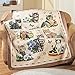 Collections Etc Quilted Throw Blanket, Charming Cat/Kitten and Floral Collage, 6