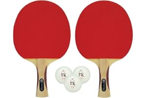 Martin Kilpatrick Vortex Table Tennis Racket 2-Player Set | Pips-Out with Sponge | Red & Black Rubber Surface | 1.5mm Sponge Layer | Flared Handle | Speed: 80 Spin: 70 Control: 80 (202)