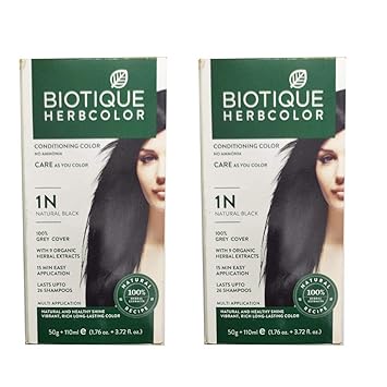 Biotique 2 Herbcolor No Ammonia Conditioning Hair Color (1n Natural Black, 50 g + 110ml)