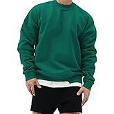 Surenow Mens Patchwork Crewneck Sweatshirt Long-Sleeve Lightweight Terry Sweatshirt Casual Workout Pullover Shirt Tops