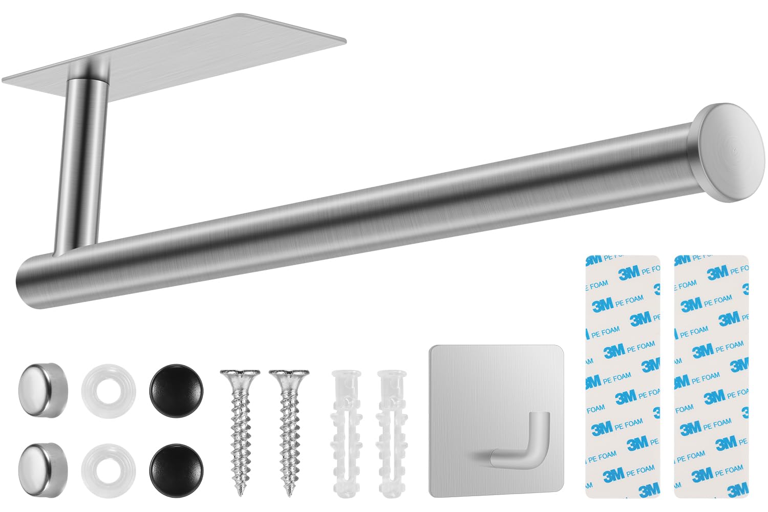 Photo 1 of ***MISSING PARTS***
2nd Gen Paper Towel Holder Under Cabinet No Drilling, [More Sturdy] Self Adhesive or Drilling Paper Towel Holder Wall Mount for Kitchen, RV, [Fit Mega Paper Towel Roll] SUS304 Stainless Steel