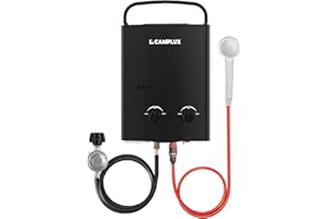 CAMPLUX ENJOY OUTDOOR LIFE CAMPLUX 1.32 GPM Portable Water Heater, 5L Tankless Water Heater Propane Outdoor, AY132BN, Black