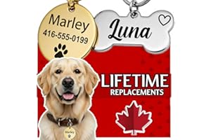 UNIIKA Dog Tags Personalized (Canada Lifetime Replacements) Deep Engraved on Both Side (3 Size Available) - Médaille Custom P