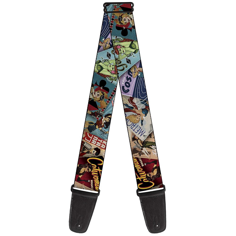 Buckle-Down Guitar Strap, 2 Inches Wide Strap-8-DC Bombshell Comic Book Covers Stacked-2" Wide-29-54 Length (GS-WDC019),Multicolor