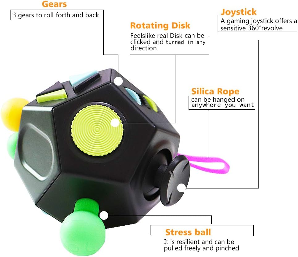 Vcostore 12 Sides Fidget Cube Stress And Anxiety Relief For All Ages With Adhd Add Ocd Autism Amazon Ca Toys Games