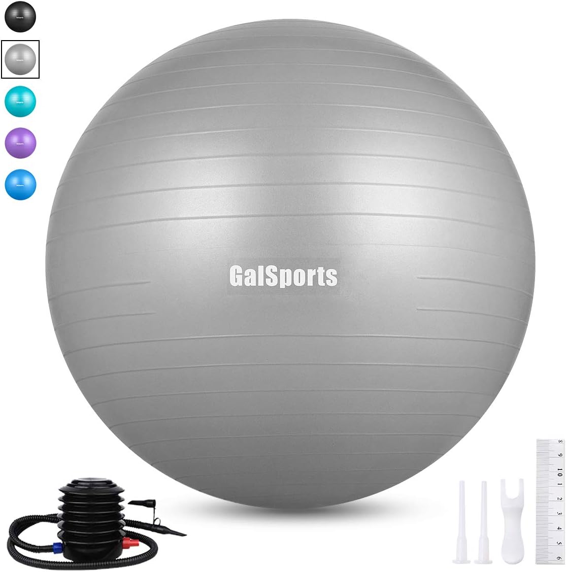 GalSports Exercise Ball (45cm-75cm), Anti-Burst Yoga Ball Chair Supports 2200lbs with Quick Pump, Stability Fitness Ball for Birthing & Core Strength Training & Physical Therapy