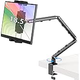 Urmust Portable Monitor Stand 15.6", iPad Stand for Desk, Portable Monitor Holder up to 18.5" Holds, Adjustable Desktop Tablet Arm Mount, Apple iPad Holder for Desk, for 4.7"-12.9" i Pad Pro/Air/Mini