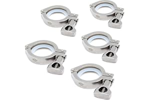 QMINOX TC 1.5" Tri Clamp with Wing Nut Stainless Steel 304 Heavy Duty Sanitary Clamp Single Pin Tri Clamp Clover with Silicone Gasket(5 pack)