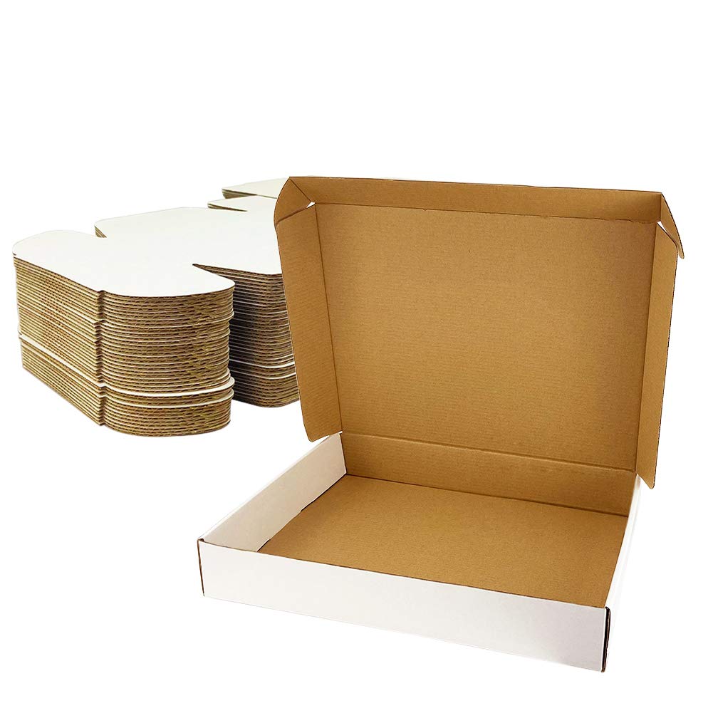 Giftgarden Corrugated Shipping Boxes 33x25x5cm(13"x10"x2"), 25 Pack White Cardboard Postal Mailing Boxes