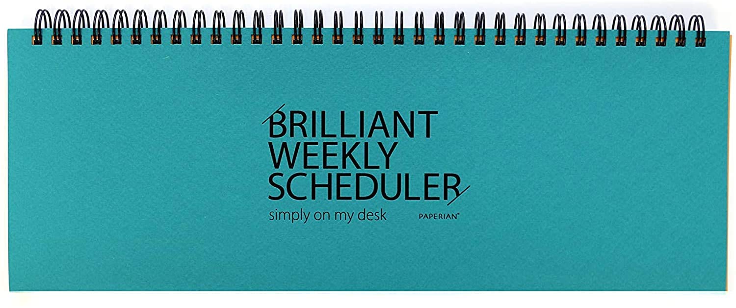 PAPERIAN Brilliant Weekly Scheduler - Wirebound Undated Weekly Planner Pad Scheduler (Blue)