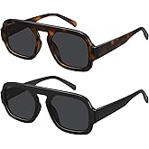 WOWSUN Retro Aviator Sunglasses Womens 70s Square Trendy Shades Sun Glasses